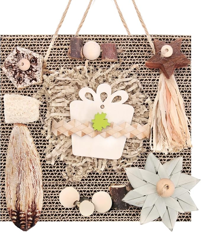 Kyouki Bird Toys, Parakeet Toys, Parrot Toy, Conure Hanging Chewable Cardboard Foraging Toys Suitable for Budgies, Cockatiels, Lovebirds, Sun Conures - and Other Small/Medium Parrots (Large)