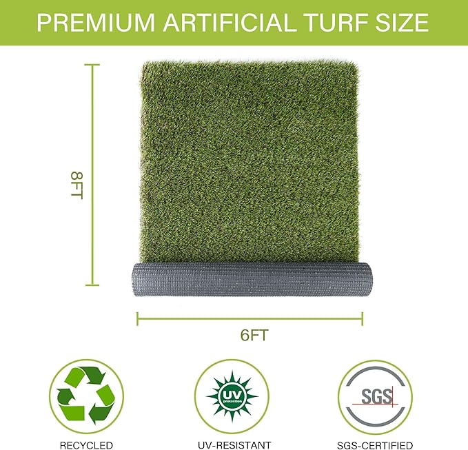 Dog Grass Pads 6 x 8 FT Artificial Grass Pee Pads for Dogs Potty Fake Grass Rug Turf Mat for Dogs Training Indoor Outdoor Garden Lawn Artificial Grass Rug