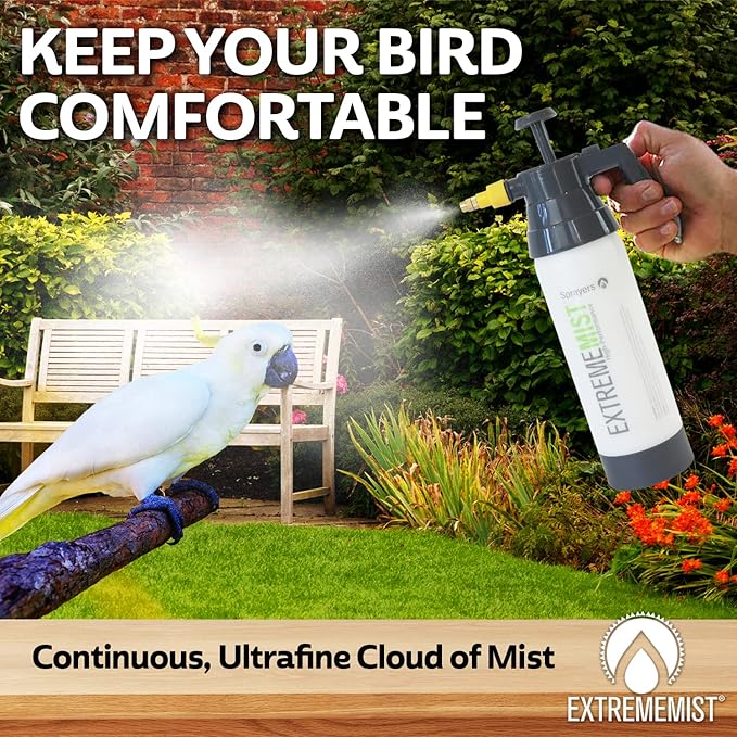 ExtremeMIST High-Performance Bird Sprayer | Ultrafine Avian Pump Mister | Handheld Pet Bird Bath Mister | Adjustable Nozzle | Bird Cage Cleaner | Perfect for Macaws, Cockatiels, Parrots & More - 20oz