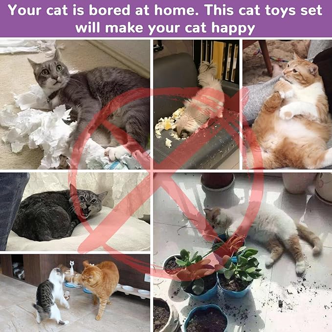 Retro Shaw 33Pack Cat Toys, Cat Tunnels Toy for Indoor Cats Kitten Kitty, Interactive Large Cat Tube Tent Feather Wand Teaser Bell Fuzzy Ball Springs Mouse Pet Set