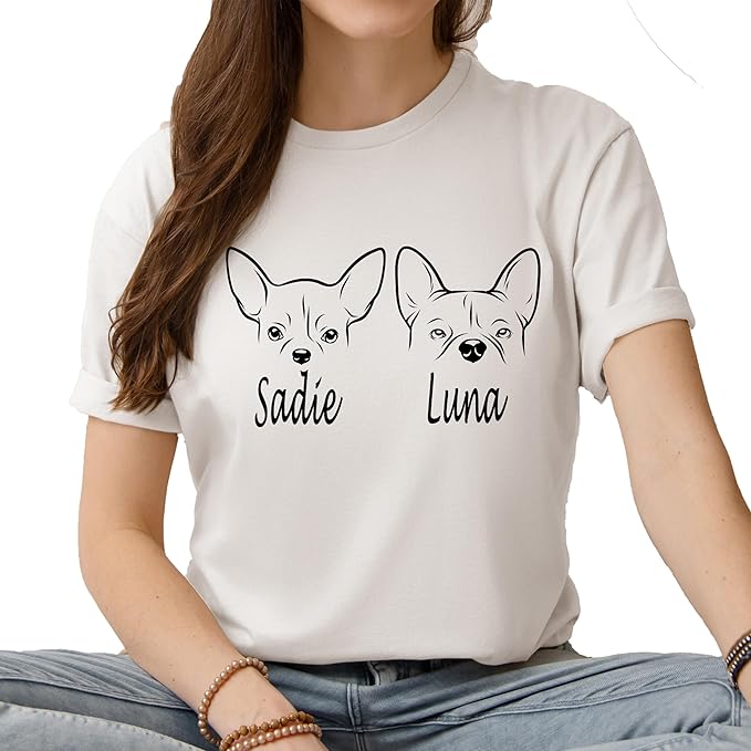 Custom Dog Mom Shirt for Women Pet Ears Sweatshirt with Name Unique Puppy Line Art Cute Dad Hoodie for DogDad Owner Lover
