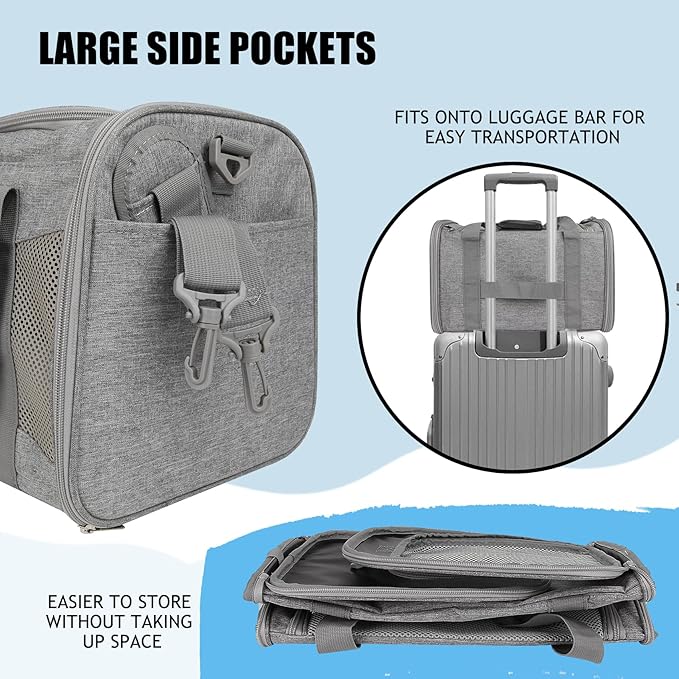 Carriers Soft-Sided Large Pet Carrier for Cats Dogs Small Animals Up to 35Lbs,Top Load Carrier,Ventilated Design,Portable Cat Carrier Airline Approved(X-Large, Grey)