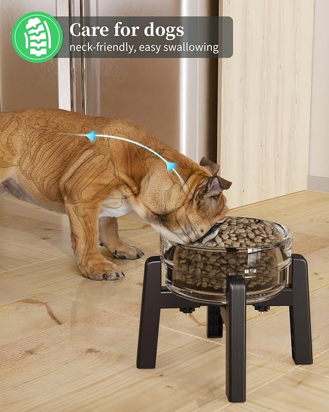 CZPET Dog Bowl Stand with Adjustable Width [Stand Only], Elevated Pet Water & Food Feeder for Medium Dogs, Stable and Anti-Slip Raised Bowl