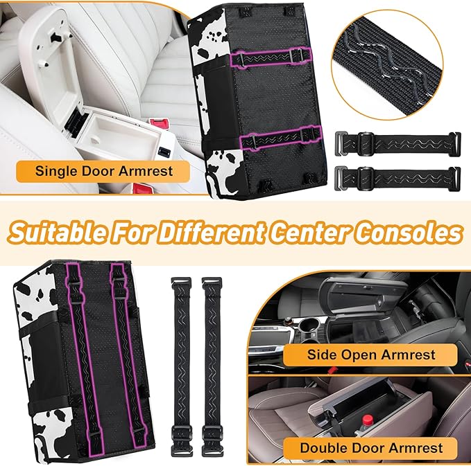 Portable Dog Car Seat for Small Dogs - Adjustable Safety Leash, Washable Cushion & Storage Pocket - Pet Booster Seat for Car Travel- Cow Pattern