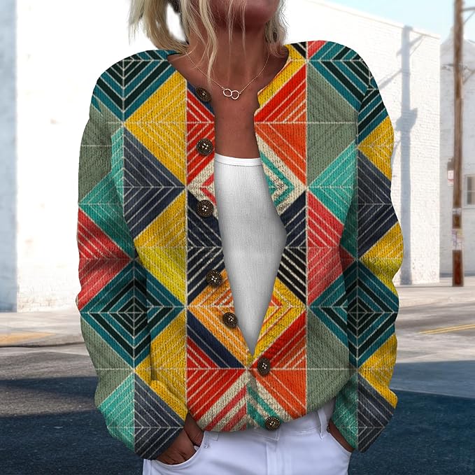 Women Sweaters Cardigan Fashion Long Sleeve Crewneck Sweaters Button Chunky Outerwear Fall Winter Casual Wear