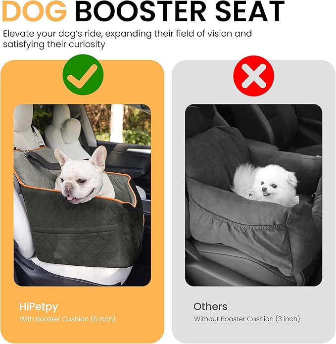 Dog Car Seat for Small Dog with Washable Mat, Memory Foam Booster Seat for Dogs Under 30lb, Elevated Pet Seat with Pockets, Anti-Slip Bed for Car, Perfect for Front & Back Seats with Safety Leash