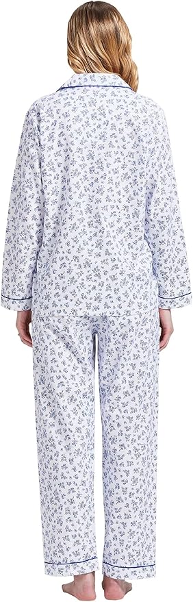 GLOBAL Flannel Pajamas for Women 2-Piece Comfy and Cozy Flannel Pj Set Cotton Loungwear