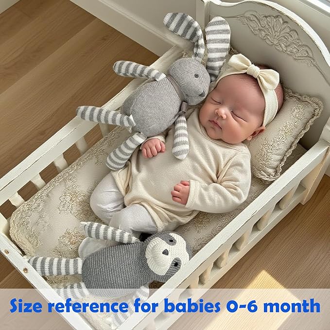 Organic Baby Toys Grey Bunny Rabbit Stuffed Animal 7.1"