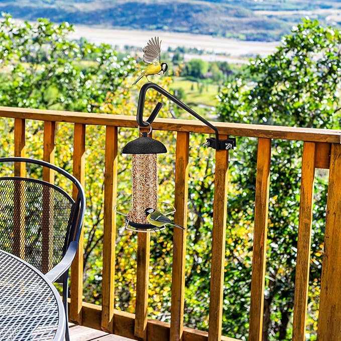 MIXXIDEA 11 Inch Long Fence Deck Hook Rail Hanging Mounting Kit Heavy Duty Bird Feeder Hook Decorative Hanger for Bird Feeders Planters Suet Baskets Lanterns on Balcony Porch Railing Fence