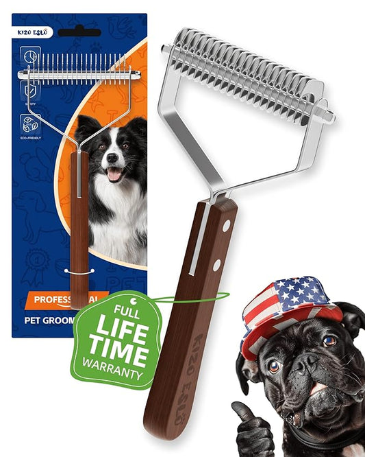 Dog Brush for Shedding 20 Blade Dematting Tool Pet Brush, Undercoat Rake for Large Medium Small Dogs and Cats, Shedding Dog Comb for Grooming, Premium Wood Handle, Efficiently Detangle and Groom Coats