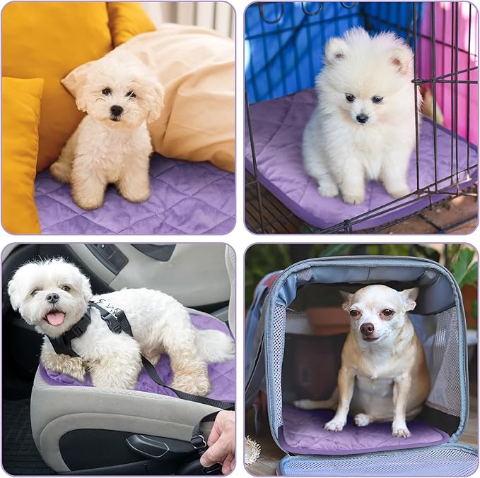 4 Pack Self Heating Cat Pad Self Warming Dog Mat Reflects Body Heat Extra Warm Thermal Pet Pad Washable Dog Cat Bed Crate Bed Mat Blanket(16 x 20 Inch,Purple)