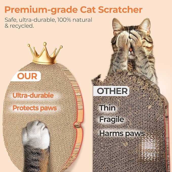 3 Pcs Cat Scratching Board with Box, 2 in 1 Cardboard Cat Scratchers Bed for Indoor Cats, Round Scratch Bowl with Thicker Double-Sided Pad for Cats' Scratch Need