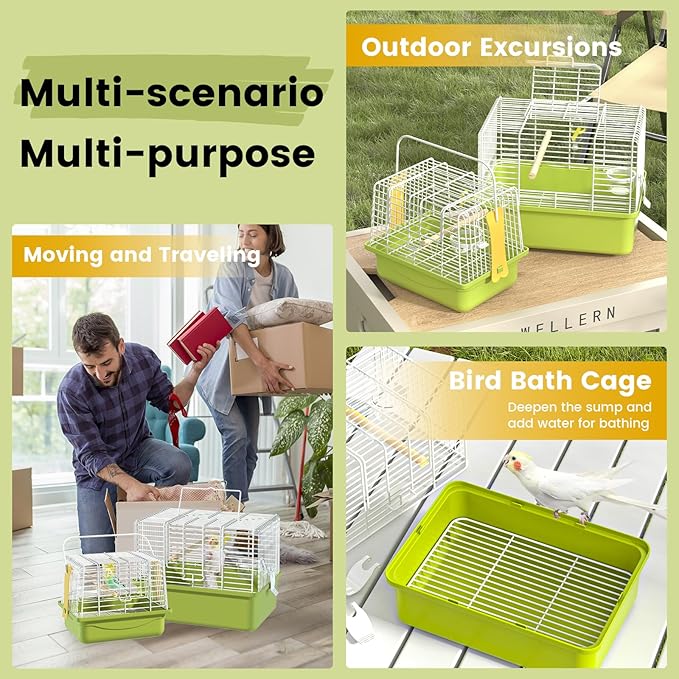 BAGHBPM Small Bird cage,Travel Cage for Birds and Small Animals, Parakeet cage,Bird Carrier Travel cage,Bird Travel cage, jaulas para pájaros,Green,(Size:S,M,L) (S)