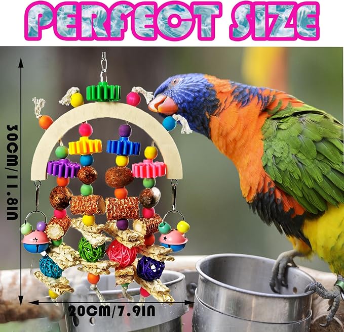 Bird Toys - Natural Corncob Wooden Mango Solid Chew Toys for Small & Medium Parrots, African Greys, Cockatiels, Lovebirds