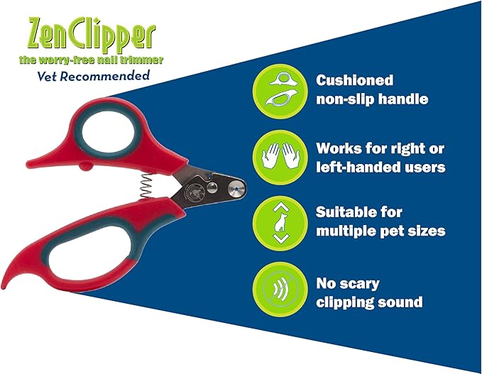 Zen Clipper Pet Nail Clipper for Cats – Cat Nail Trimmer for Safer Pet Grooming Care - Clean, Quiet, and Easy-to-Use Stainless Steel Claw Trimmer - (1.5mm Hole)