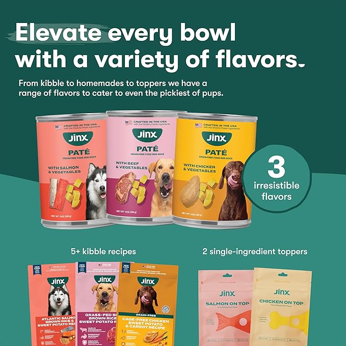 Jinx Premium Wet Dog Food Cans - Beef Pate - Grain-Free Canned Dog Food Pate & Topper with Real Ingredients & No Fillers - All Life Stages, Breeds & Sizes - 12-Pack, 13 Oz