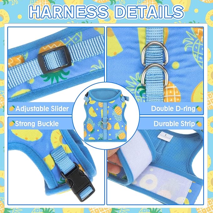 PUPTECK Soft Mesh Cat Vest Harness and Leash Set Puppy Padded Pet Harnesses Escape Proof for Cats Small Dogs Rabbits Bunny