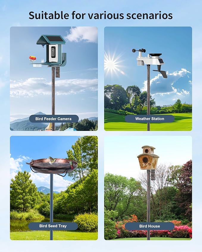 Bird Feeder Pole Stand – 60 Inch Height Feeding Station with 1-Inch Dia Heavy Duty for Hanging Feeders, Bird House Pole Mount Kit for Outdoor, Slip-Fit Connection, Copper Brushed