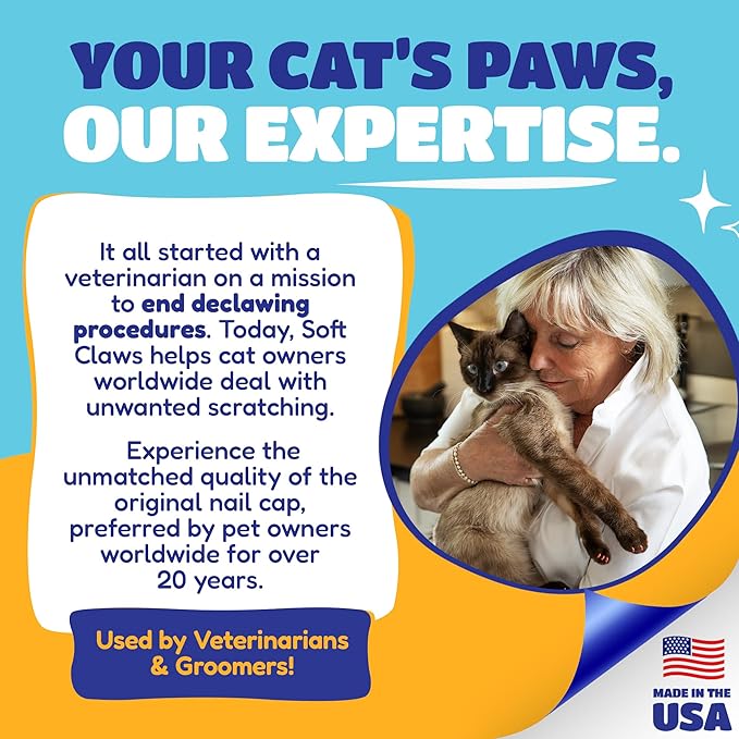 Soft Claws Cat Nail Caps for Large Cats – (Red, Blue & Gold, 40 Caps) - Made in USA - Veterinarian-Developed | Protects Furniture & Skin - Easy to Apply, Long-Lasting Anti-Scratch Soft Cat Claw Covers