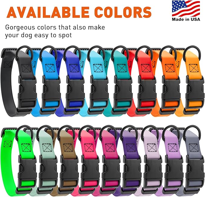 Dogline Biothane Waterproof Dog Collar with Quick Release Buckle Strong Coated Nylon Webbing with Odor- Proof for Easy Care Easy to Clean Fits Small Medium Large Dogs, Sage Green 1" W 15-23" L