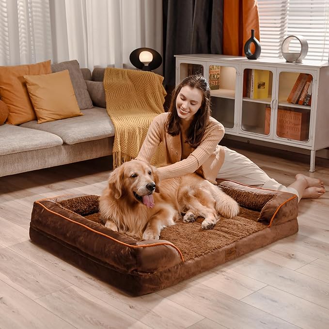 Comfort Expression Small Dog Beds Waterproof Orthopedic Foam Dog Sofa Beds for Medium Dogs Comfy Pet Bed with Washable Removable Cover & Non-Slip Bottom(Small,Chocolate Brown)