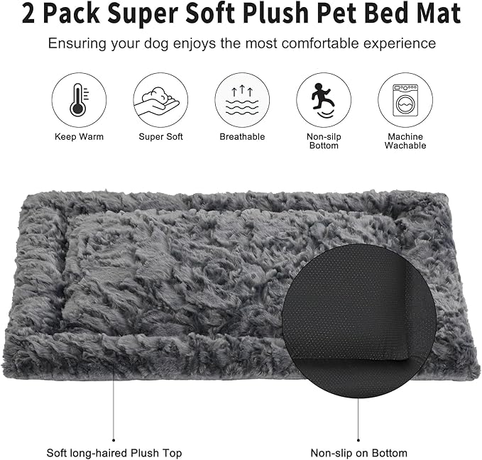 2 Pack Dog Bed for Large Medium Small Dogs,Reversible Rectangle Dog Bed,Washable Orthopedic Durable Sofa Bed for Pet Sleeping Puppy Cat-L-Grey
