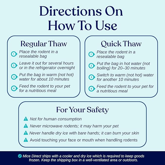 MiceDirect Frozen Mice Small Pinkie Feeder Snake Food for Corn Snakes Ball Pythons Lizards (.5-1 inch)(50 Count)