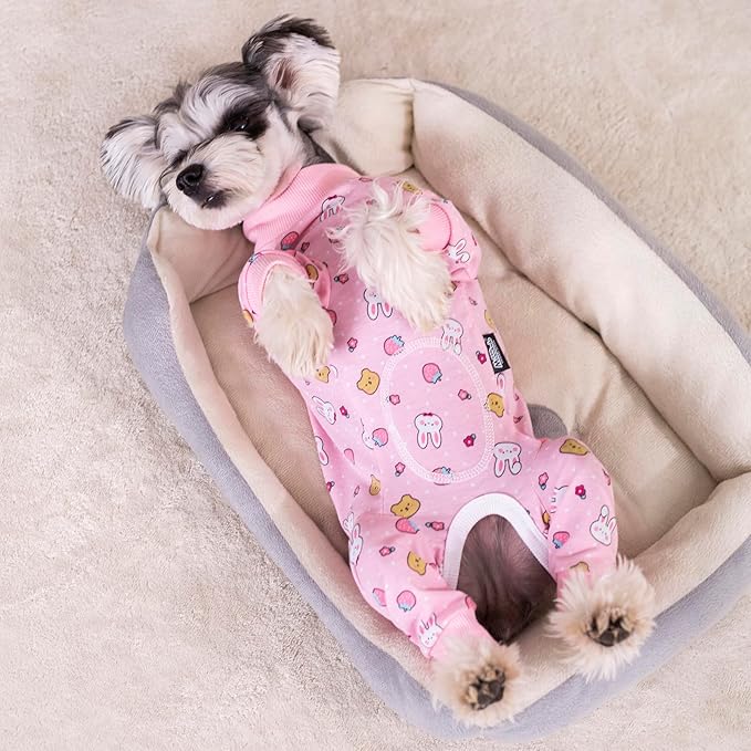 Pink Dog Recovery Suit Female Male For Small Medium Dogs,Dog Surgical Recovery Suite Bodysuit After Surgery Zipper On Back Puppy Cat Long Sleeve Onesies Bodysuit After Surgery Wound Protective