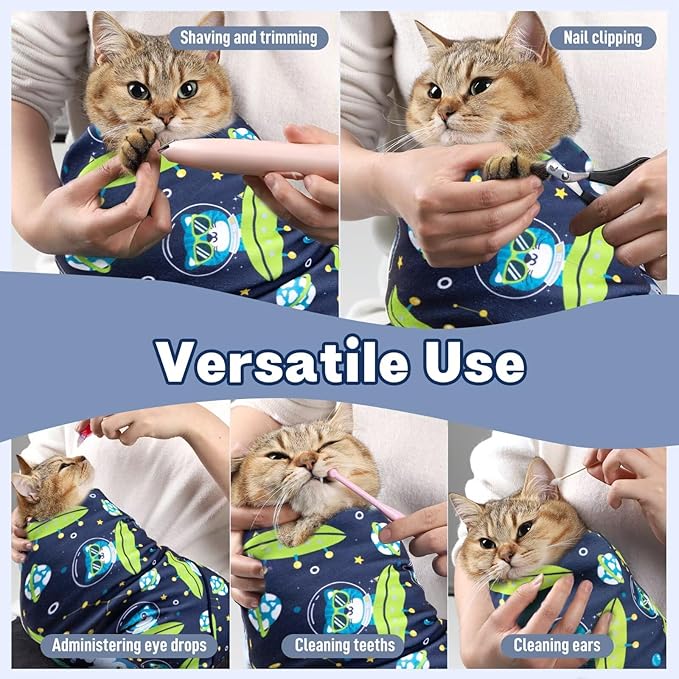 Paw Legend 35.4" Cat Wrap for Grooming Cat Wrap for Cutting Nails Cat Restraint for Nail Clipping Self Adhesive Blanket Restraint Cloth for Cats Within 22lbs