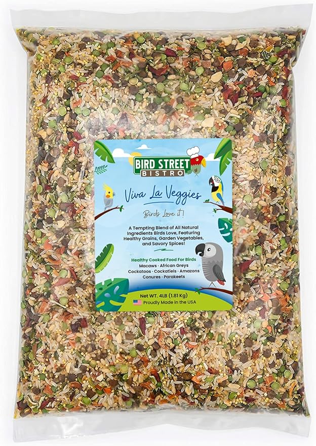 Bird Street Bistro Parrot Food - Parakeet & Cockatiel Food - Cooks in 3-15 min with Natural & Organic Grains, Legumes, Non-GMO Fruits, Vegetables & Health-Oriented Spices