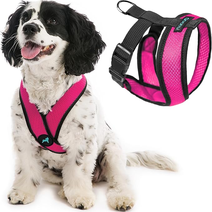 Gooby Comfort X Head in Harness - Flamingo Pink, Small - No Pull Dog Harness with Patented Choke-Free X Frame for Small to Medium Dogs Indoor/Outdoor Use