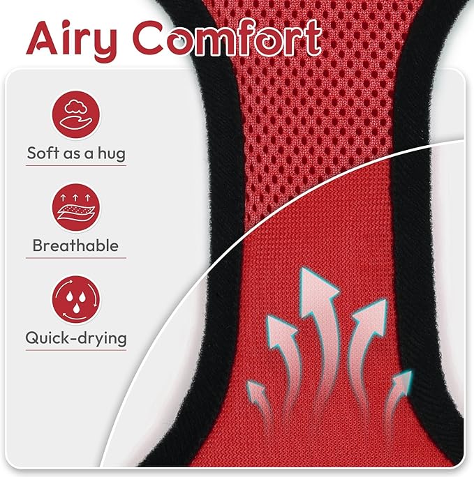 Dooradar Cat Harness and Leash Set, Escape Proof Safe Adjustable Kitten Vest Harnesses for Walking, Easy Control Soft Breathable Mesh Jacket with Reflective Strips for Cats, Red, XS