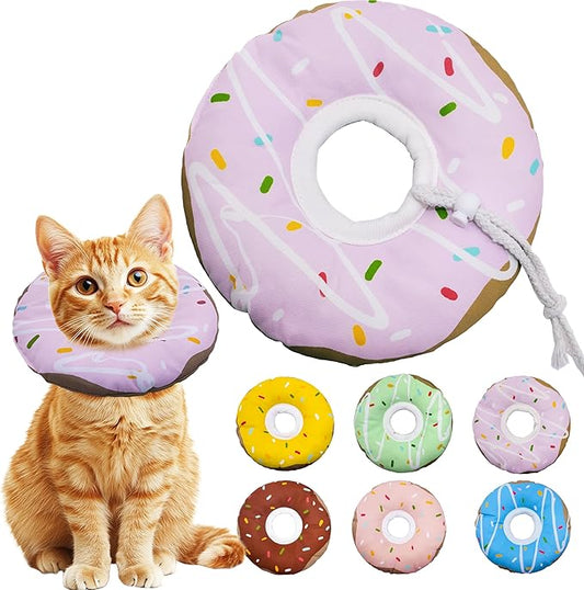 Cat Cone Collar Soft, Adjustable Cat Recovery Collar Kitten Cones to Stop Licking, Cute Donut E Collar After Surgery, Cats Neck Pillow Cone Elizabethan Cones of Shame (Waterproof Purple, Small)