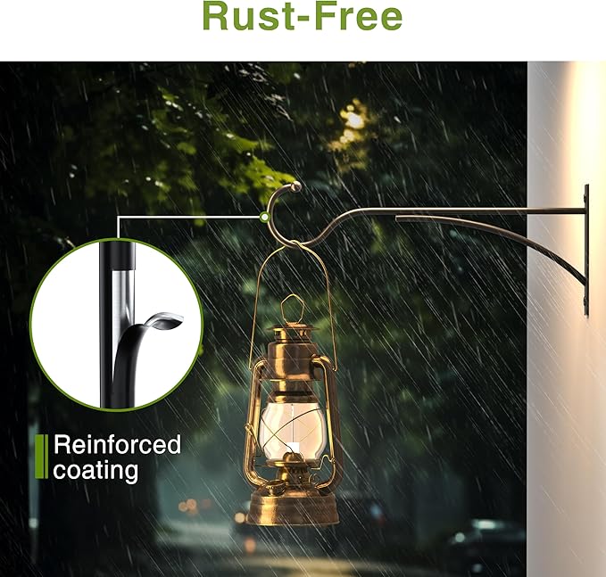 11 Inch Outdoor Plant Hanging Hooks for Wall:Metal Bracket for Hanging Baskets, Bird Feeders, Wind Chimes, Flower Baskets, Yoga Mat, Lanterns, Black