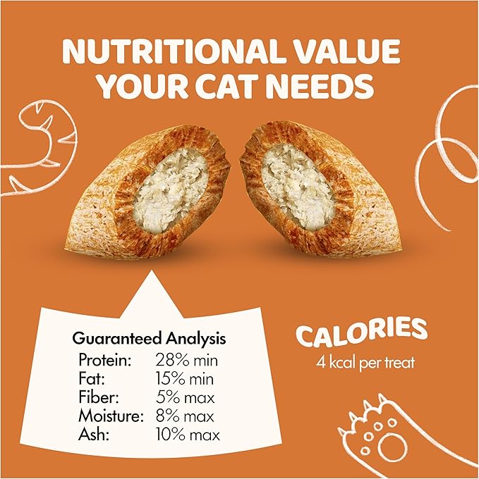 Crunchy Cat Treats – Dual‐Texture Crunch & Creamy Soft Feline Snack Bites for All Life Stages, Great for Training Treat Value Bags (1 Pound, Chicken)