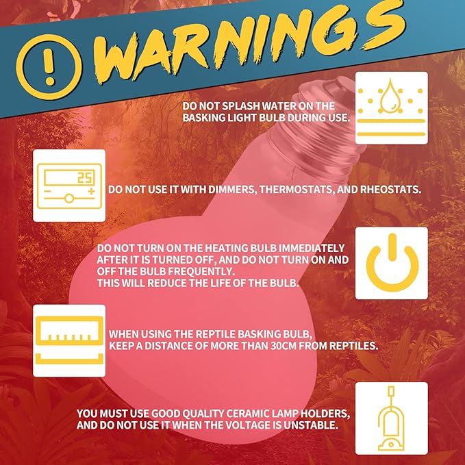LUCKY HERP 100W Reptile Heat Lamp Bulb 2 Pack, Amphibian Infrared Basking Spot Light Bulb, Red Heat Lamp Bulbs for Reptiles, for Turtle, Bearded Dragon, Lizard, etc