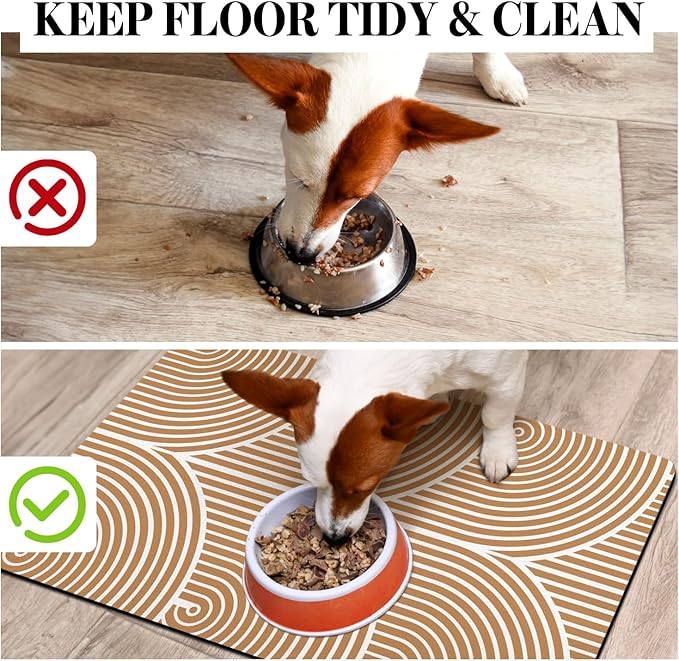 Eco-Friendly Pet Supplies: Absorbent Quick Dry Cat & Dog Food Mat, 16"x24"
