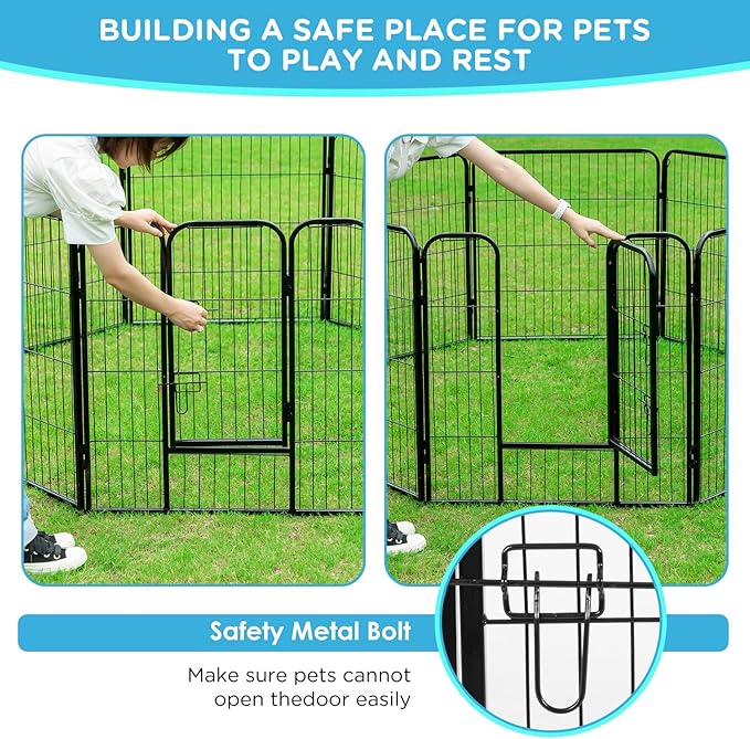 BestPet | Dog Playpen | 32 Inch, 6 Panels | Heavy Duty Metal Pet Exercise Pen | Indoor Outdoor Fence Panels | Rust-Resistant, Removable, Tool-Free Setup | Anti-Skid, Expandable Design