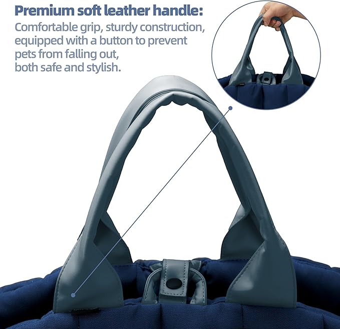 Sytopia Dog Bag Carrier for Small and Medium Dogs, Waterproof and Washable, Travel Pets Purse up to 15 Lbs, Car Seat & Bed, Adjustable Leashes, Navy Blue