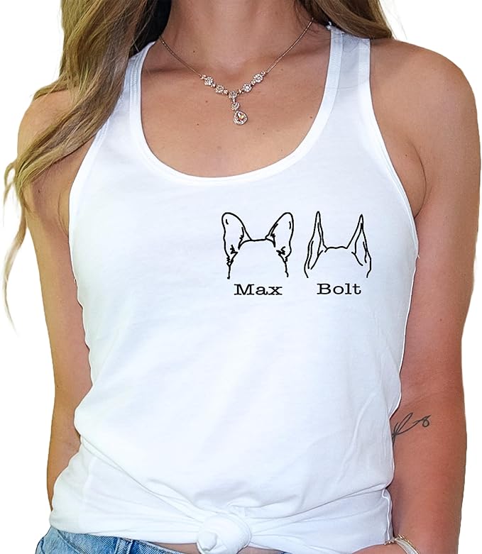 Custom Dog Mom Shirt for Women Pet Ears Sweatshirt with Name Unique Puppy Line Art Cute Dad Hoodie for DogDad Owner Lover