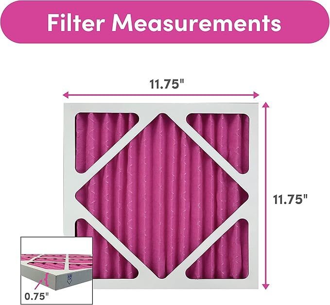 Colorfil 12x12x1 Air Filter (4-Pack) | Made in the USA | Color Changing | Remove Cat and Dog Odor | MERV 8 for Pet Hair Dander and Dust | 11.75"x11.75"x0.75" Exact Size