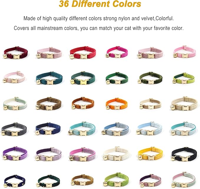 Pink Personalized Cat Collar with Name Tag & Bells Optional Bow-tie Cute Cat Collars for Girls Cats, Soft Durable Custom Kitten Collars for Small Large Cats(Pink)