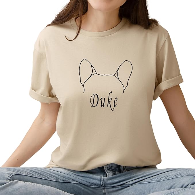 Custom Dog Mom Shirt for Women Pet Ears Sweatshirt with Name Unique Puppy Line Art Cute Dad Hoodie for DogDad Owner Lover