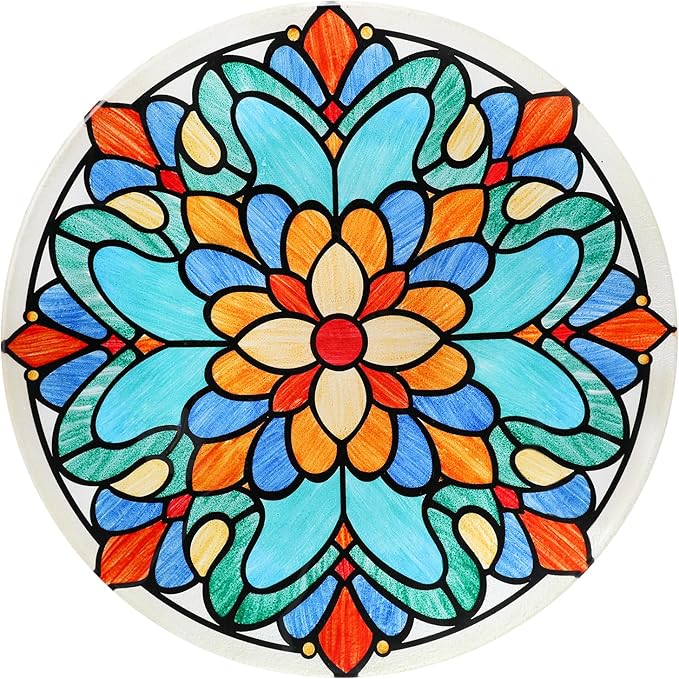 DREAM GARDEN Glass Bird Baths for Outdoors, Garden Birdbaths Birdfeeder 10" Dia Bowl with Metal Stake for Lawn Yard Decor, 24 Inch Height, Flower