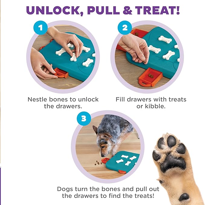 Outward Hound by Nina Ottosson Dog Casino Treat Puzzle Enrichment Toy, Level 3 Advanced, Turquoise