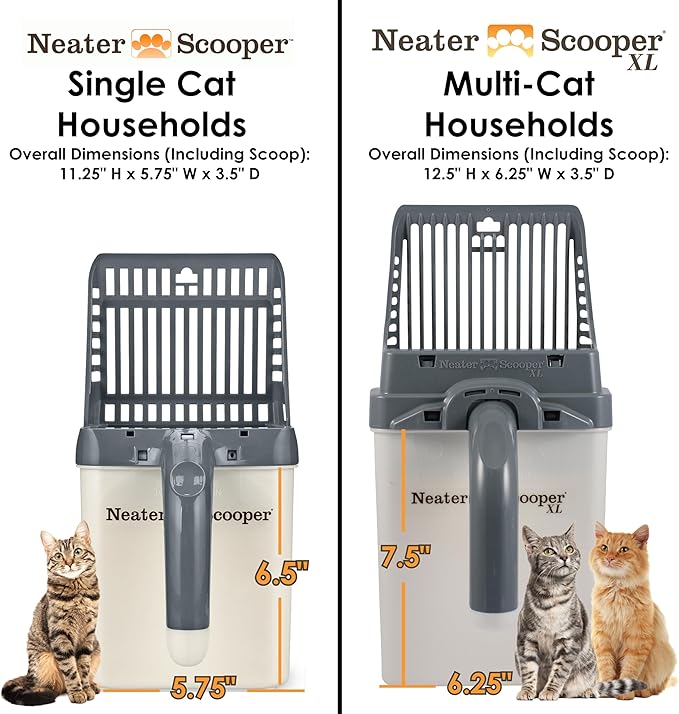 Neater Pet Brands Neater Scooper Standard Cat Litter Scoop, 195 Refill Bags – Mess-Free Cat Litter Scooper with Bag, Spill-Proof Kitty Box Sifter, Bin Doubles as Scoop Holder, For Single-Cat Household