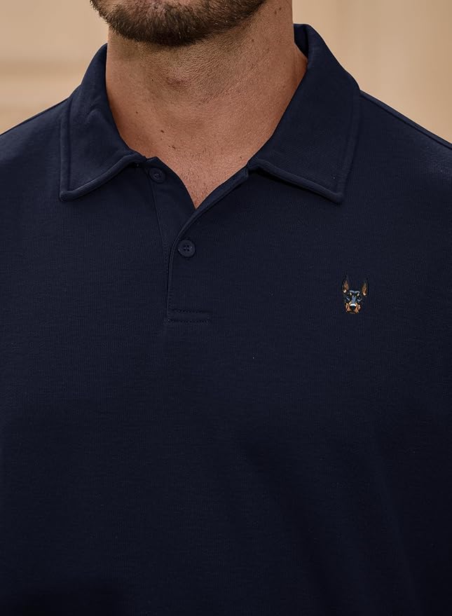 Men Embroidered Doberman Polo Casual Short Sleeve Plain Collar Shirt (S-XXL)