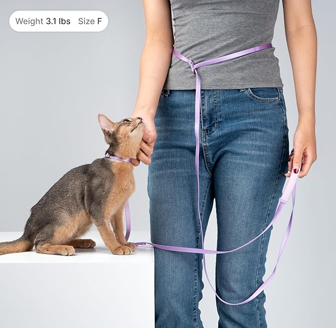 Cat Harness and Leash Set, Lightweight Escape Proof Cat Harness Leash with Padded Handle, Adjustable Cat Leash and Harness for Kitten Small Large Cats Walking Training (Linen, M)