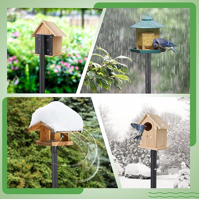 Bird Feeder Pole for Outdoors - 82in Tall Adjustable Heavy Duty Bird House Feeding Station with 5-Prong Anchor for Christmas Outside Garden Wild Bluebirds Watching Gifts