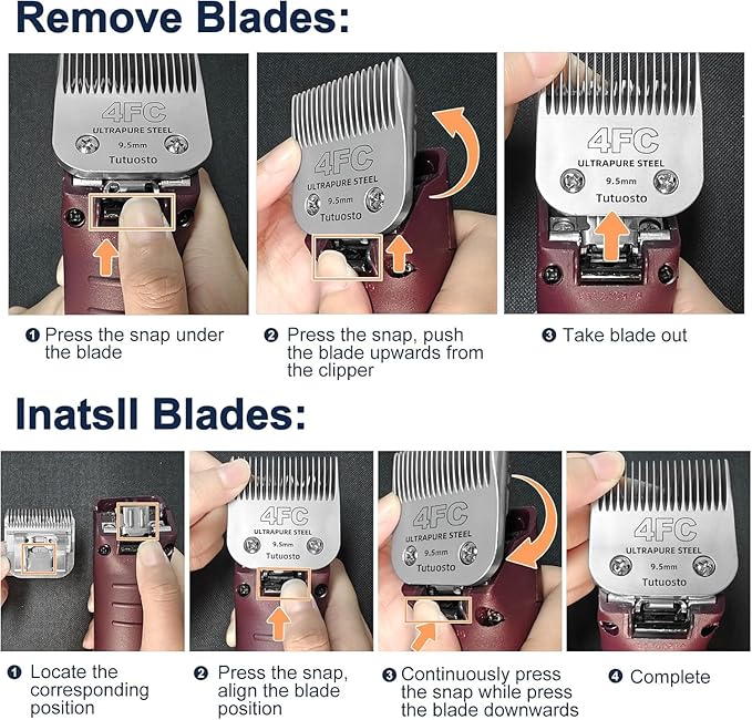 Clipper Blades Pet Grooming Clipper Replacement Blades Detachable Blade Compatible with andis/wahl/Oster Dog Clippers (4FC)